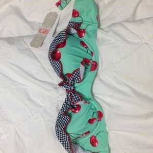 Mint Cherry Strapless Swim top