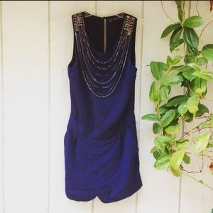 Zara Navy Blue Jumpsuit/Romper w/ attached chain