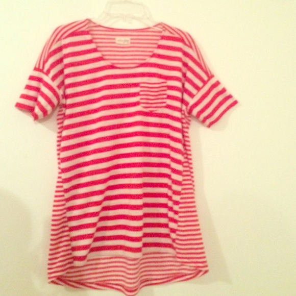 Maison Jules Red and White Stripe Shirt Size Small