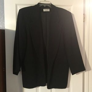 black blazer, functional pockets, 100% wool