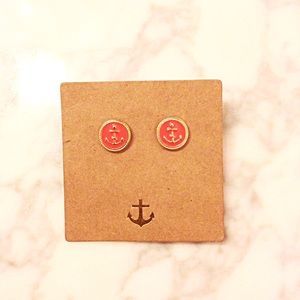 Francesca's Coral Anchor Stud Earrings