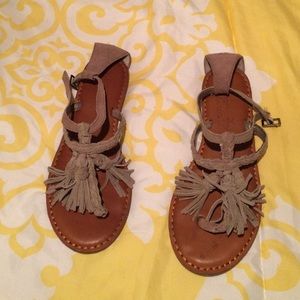 Tan suede sandals
