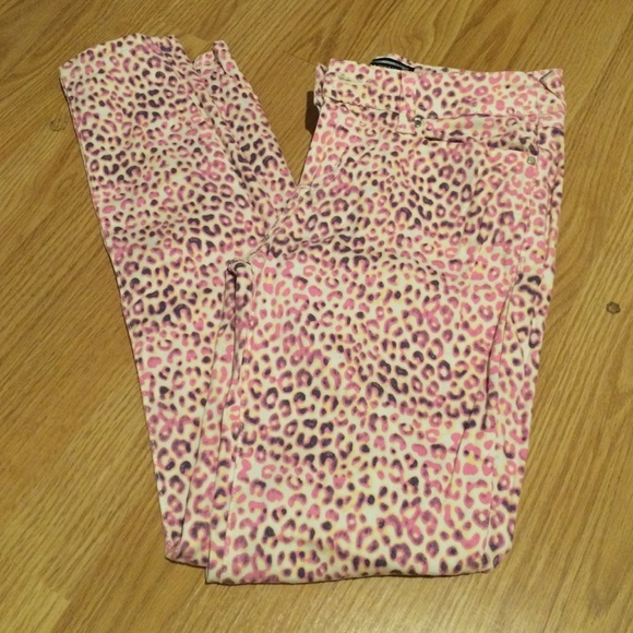 Kardashian Kollection Pants - Kardashian Kollection pink leopard skinny jeans