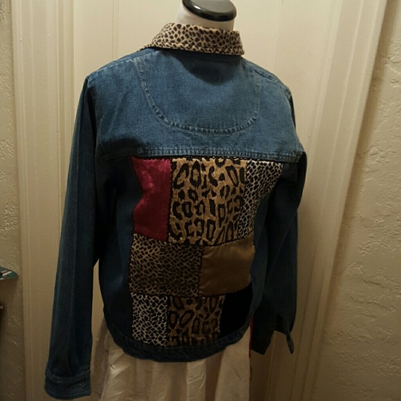 Denim - Vintage denim patchwork jacket M