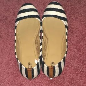 Women's Black & White Striped Flats