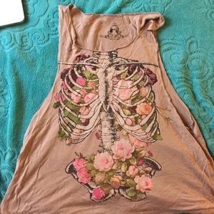 Skull and flower cut out shirt