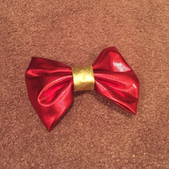 Red and gold clip-on bow