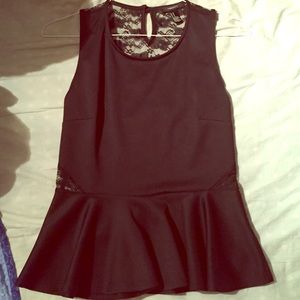 NWOT black back lace peplum