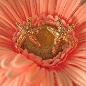 gold starfish earrings