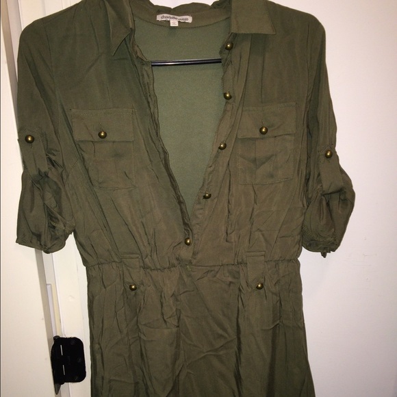 Army green shirt dress/tunic