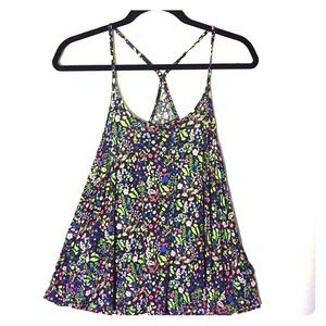 Neon floral racer back tank