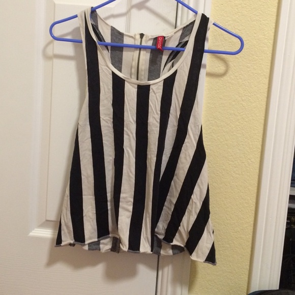 H&M Black and White Striped Top