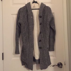 Long fuzzy knitted cardigan