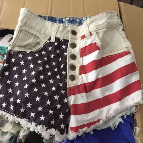 US flag shorts jean NWOT