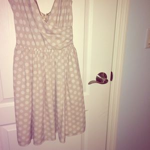 Express white and cream polkadot dress