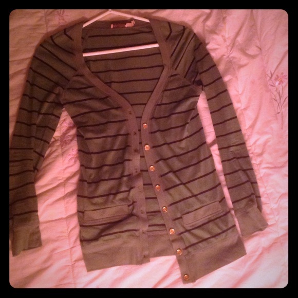 Juicy Couture Stripped Green Cardigan Sz Petite