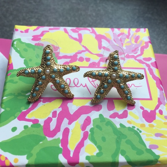 NIB Lilly Pulitzer gold starfish earrings