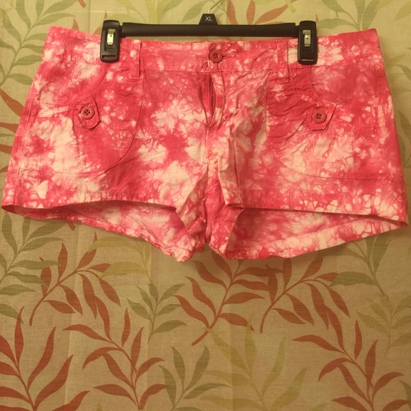 Hot pink tie-dye shorts