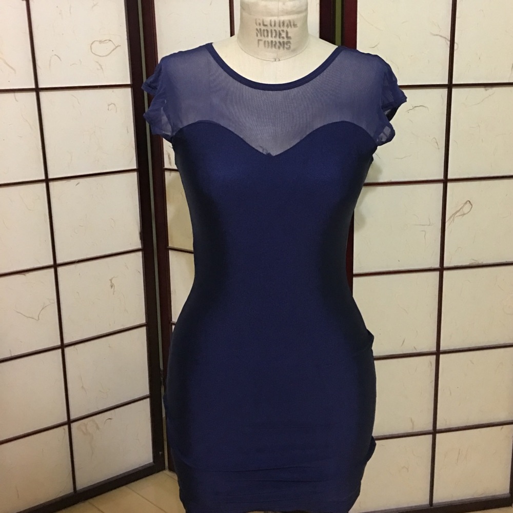 American apparel navy mesh panel body dress