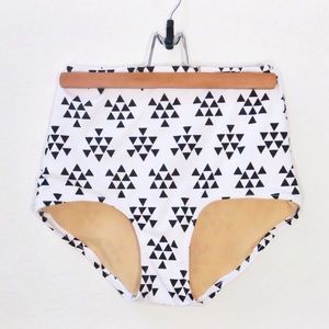 Black and white triangle high waist bikini bottoms