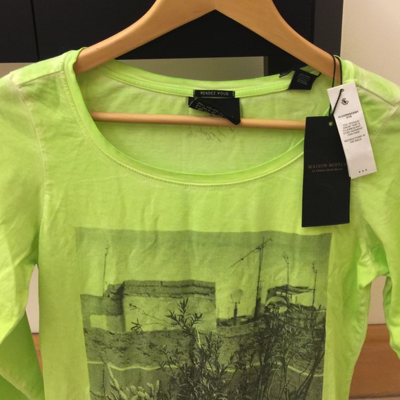NWT Maison -Scotch lime green Tshirt - Picture 2 of 4
