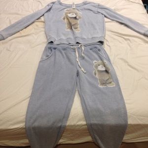 Teddy bear baby blue pajama pj set