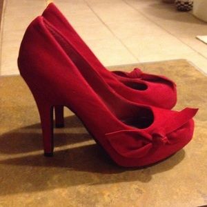 Ruby Red Bow High Heels