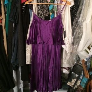 Halston heritage purple pleated dress