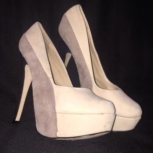 Aldo Pumps Nude/Grey/Black Suede