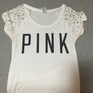 VS PINK STUDDED SHIRT SMALL WHITE