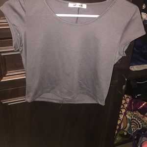 grey crop top with heart cut out in the back XS