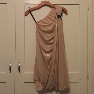 Bebe Gold one-strap dress