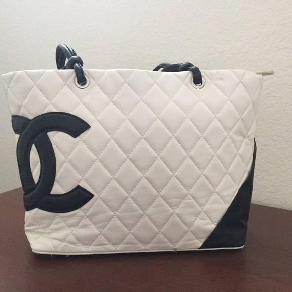 Black & white initials tote
