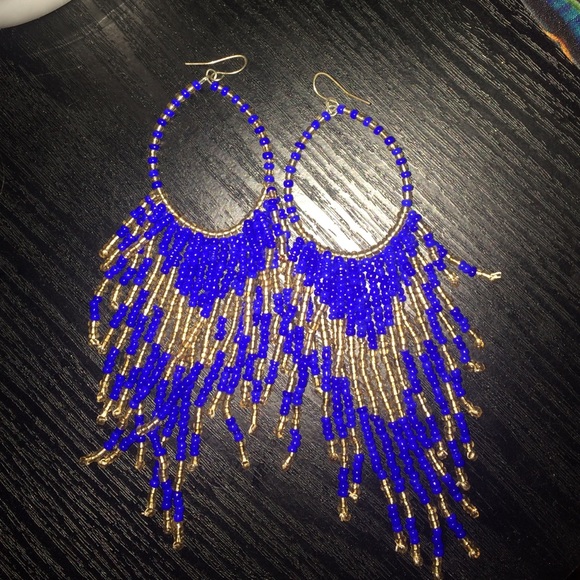 Royal blue beaded earrings