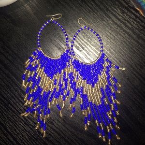 Royal blue beaded earrings