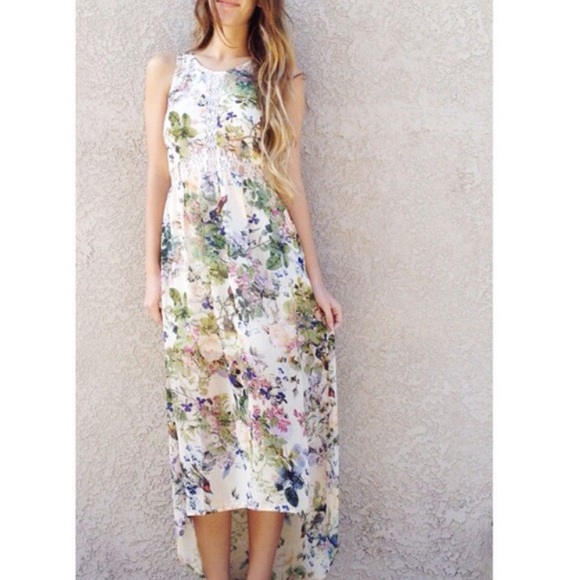 ASTR Floral & Lace High-Low Dress