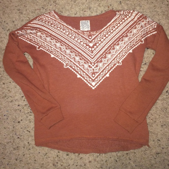 Rust/aztec Billabong hoodless sweatshirt