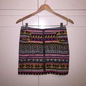 Tribal print mini skirt