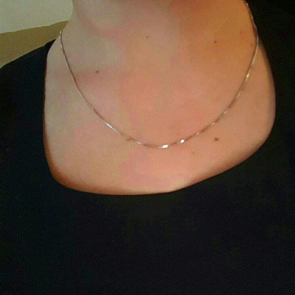 Sterling silver white gold plated 18" box chain