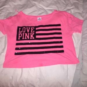 pink Victoria's Secret crop top with flag size XS