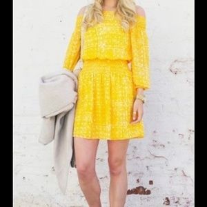 MICHAEL KORS Smocked Printed Chiffon Mini Dress