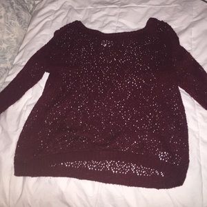 maroon sweater with tiny holes size small