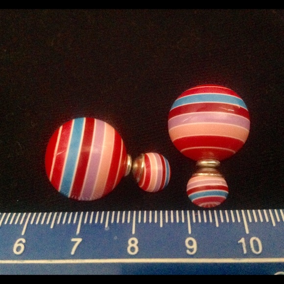 Double Sided Earrings-Candy Stripe