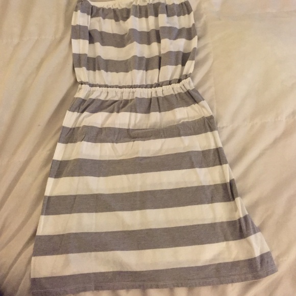 Grey/White striped Old Navy Strapless Dress