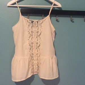 Ivory Lace Detail Peplum Blouse