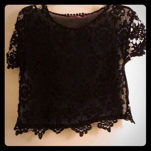HOT Crochet and Sheer Crop Top