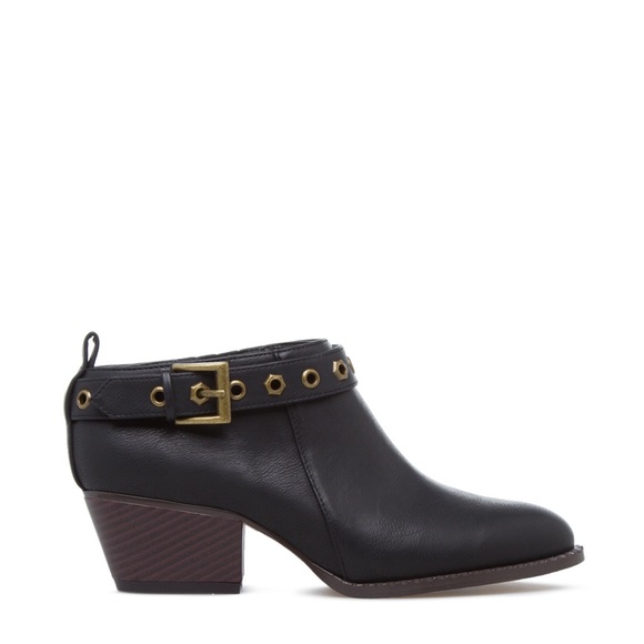 Leila Stone Black Grommet Ankle Booties