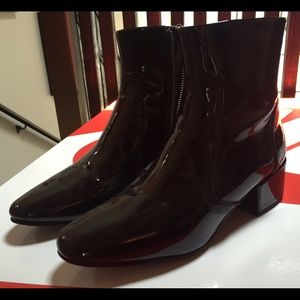 Zara black patent leather booties.