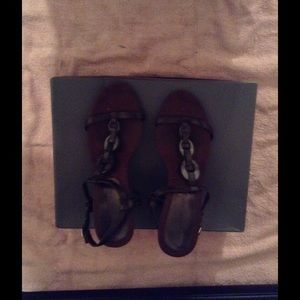 Brown strapped heels