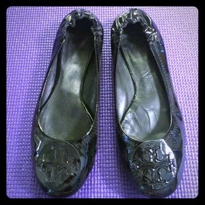 Black Patent Tory Burch Reva Ballets, size 7.5